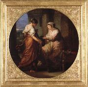 Angelika Kauffmann Elektra gibt ihre Schwester Chyrsothemis ihren Gurtel und die Locken des Orest fur das Grab Des Agamemnon Germany oil painting artist